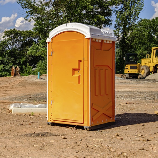 how often are the portable restrooms cleaned and serviced during a rental period in Shelby County Alabama